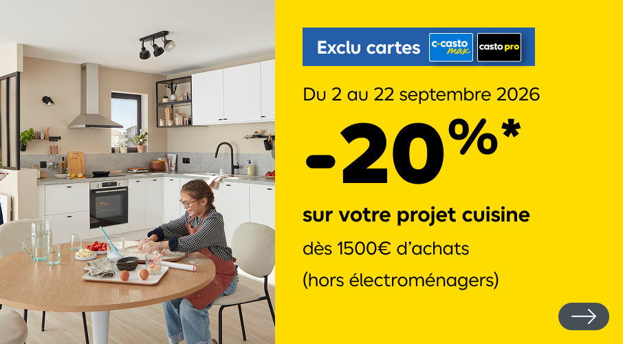 -20% sur votre projet cuisine dès 1500€ d’achats dès 1500€ (hors électroménagers)