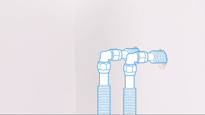 Illustration de l'installation des raccords coudés