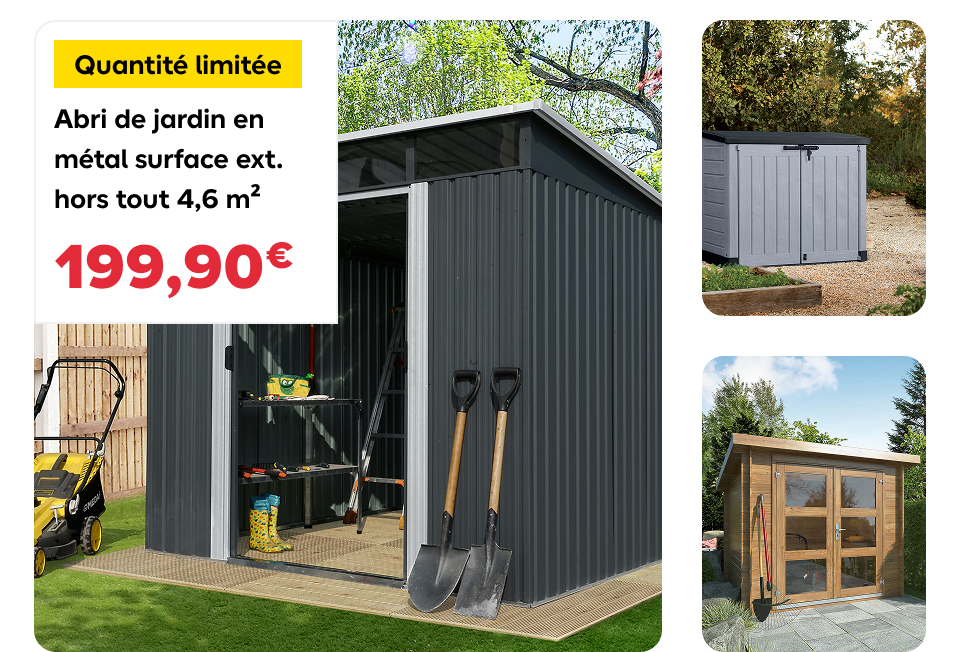 Abri de jardin en métal surface ext. hors tout 4,6 m² 199,90€