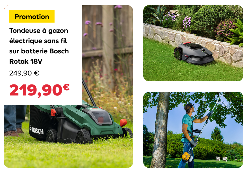 Tondeuse à gazon électrique sans fil sur batterie Bosch Rotak 18V