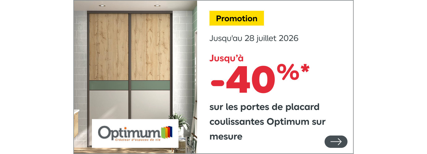 40% sur les portes de placard coulissantes Optimum sur mesure