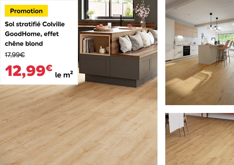 Sol stratifié Colville GoodHome, effet chêne blond