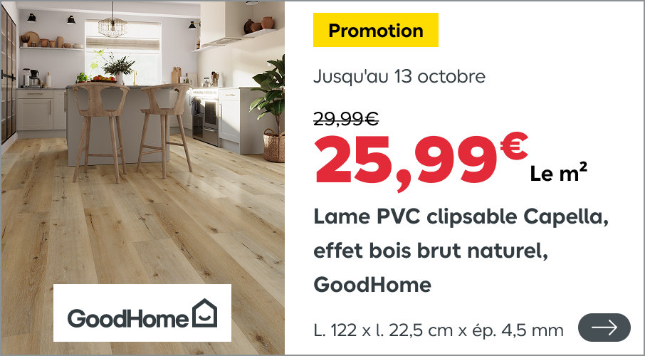 Lame PVC clipsable Capella, effet bois brut naturel, GoodHome