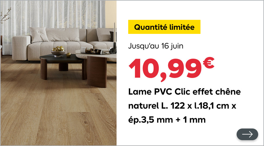 Lame PVC Clic effet chêne naturel L. 122 x l.18,1 cm x ép.3,5 mm + 1 mm