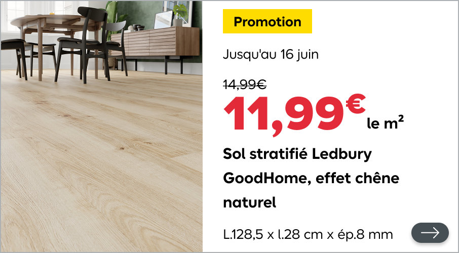 Sol stratifié Ledbury GoodHome, effet chêne naturel
