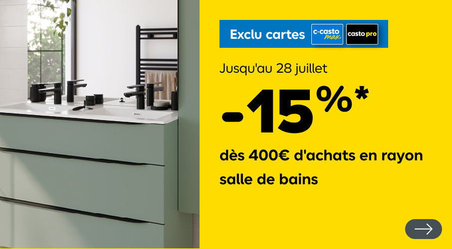 15% dès 400€ d'achats en rayon salle de bains