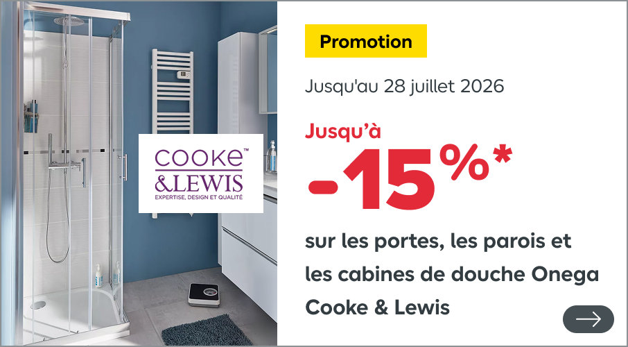 -15% sur les parois et cabine de douche Onega