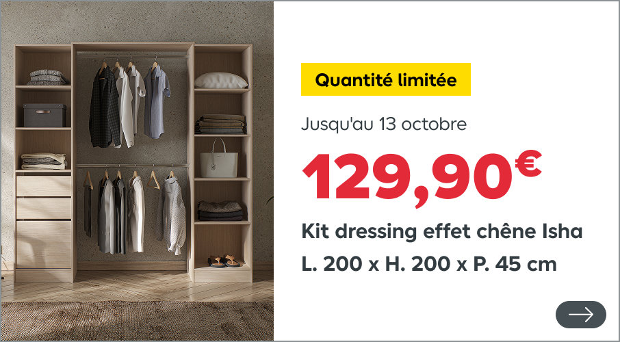 Kit dressing effet chêne Isha L. 200 x H. 200 x P. 45 cm