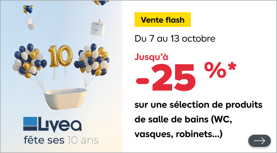 Du 7 au 13 octobre, jusqu'à 25% sur une sélection de produits de salle de bains