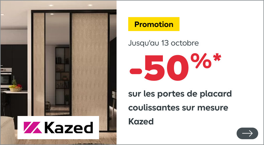 50% sur les portes de placard coulissantes sur mesure Kazed