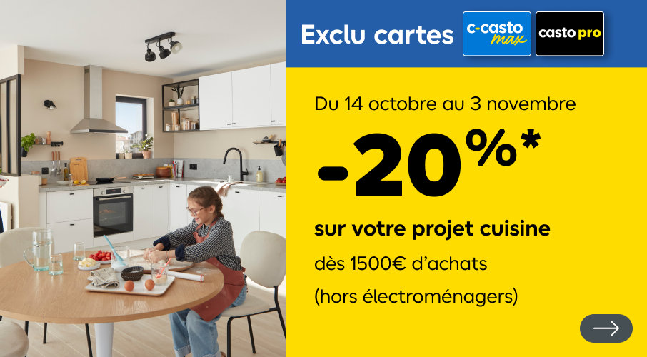 Du 14 octobre au 3 novembre, -20%* sur votre projet cuisine, exclu cartes
