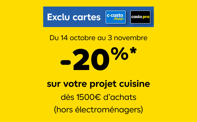 Jusqu'au 3 novembre, 20% sur votre projet cuisine dès 1500€ d'achats