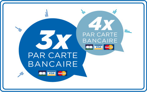 Payez en 3x ou 4x par carte bancaire