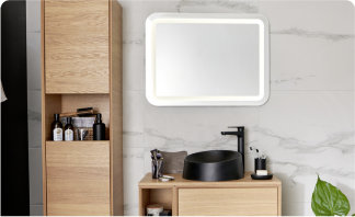 Plan de toilette avec une vasque à poser Disponible en différentes largeurs : 60, 80, 100 et 120cm