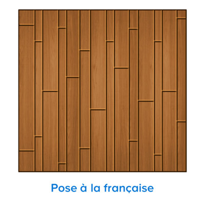 La pose à la française à joints perdus utilise quant à elle diverses largeurs de lames de parquet. ​