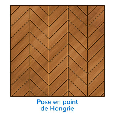 Ce type de pose, appelée également parquet à chevrons, est une alternance de sens de pose afin de créer un effet supplémentaire grâce à la répétition d’un motif. Le rendu est élégant et classique. ​