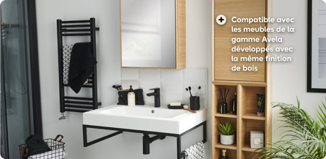 Compatible avec les meubles de la gamme Avela développés avec la même finition de bois