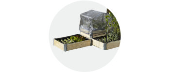Triple carré potager avec  bâche rétractable et treillis