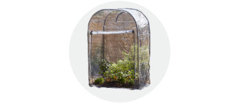 Carré potager avec treillis  et serre souple