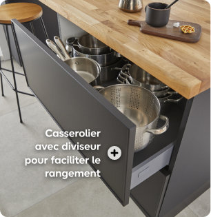 Casserolier avec diviseur pour faciliter le rangement