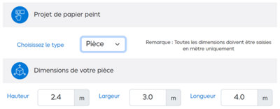 En sélectionnant Pièce, vous devrez renseigner trois dimensions :​