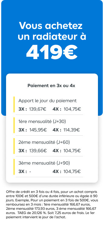 Paiement en 3x ou 4x par CB Castorama