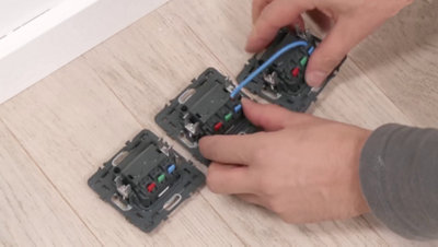 Insersion fils bleu dans mécanismes prises