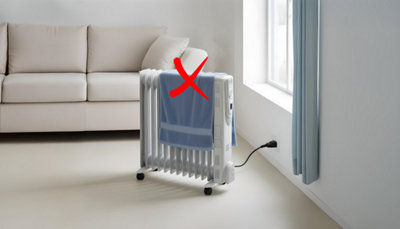 Illustration qu'il ne faut jamais poser du linge sur un chauffage d'appoint