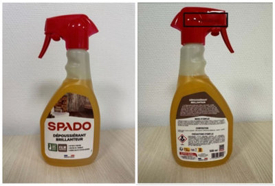 SPADO, DEPOUSSIERANT BRILLANTEUR, SPRAY 500 ML (EAN 3172358351404 / Code lot CDL1652442)