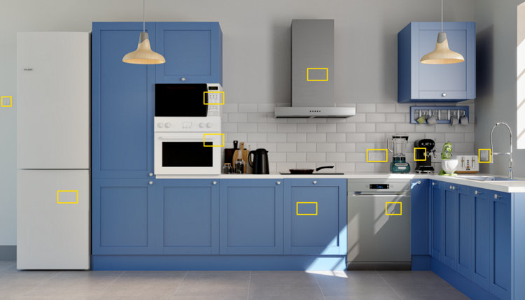 Les différents points électriques dans une cuisine