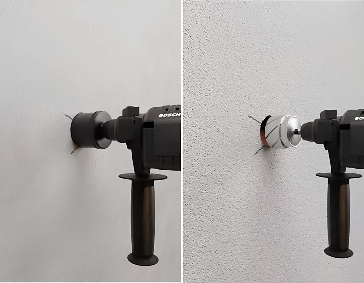 Perçage du mur pour installation des boîtes d'encastrement