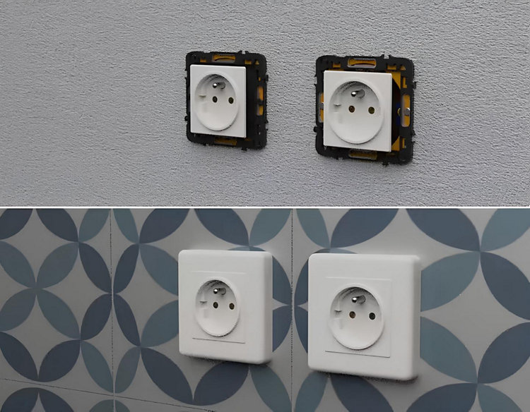 Placer les caches après avoir poser le carrelage mural si nécessaire