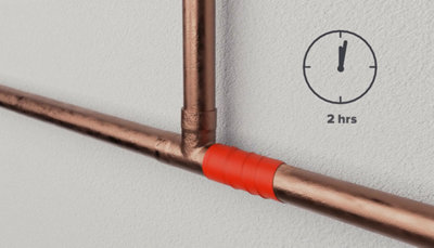 Une fois le ruban antifuite en place sur le raccord en cuivre, attendez alors 2 heures avant la remise en eau