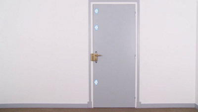 Schéma des 3 emplacements des platines sur la porte