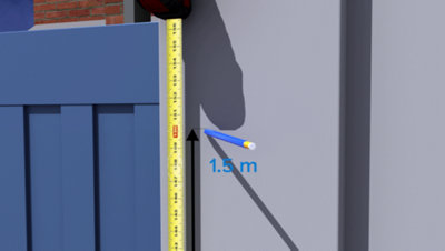 traçage repère crayon de bois avec mètre sur mur extérieur