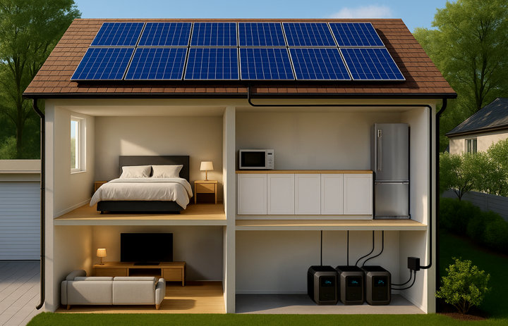 maison équipée de panneaux photovoltaïques