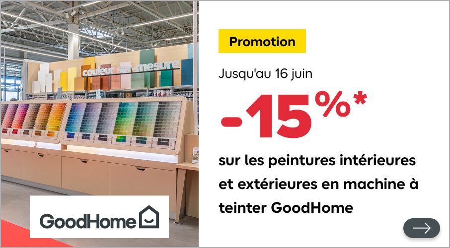 -15% sur les peintures intérieures et extérieures en machine à teinter GoodHome