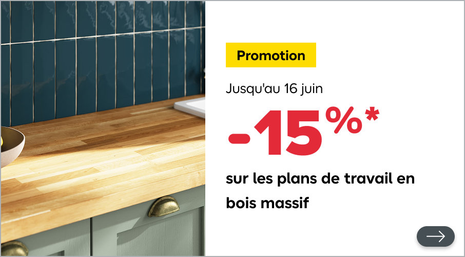 15% sur les plans de travail en bois massif