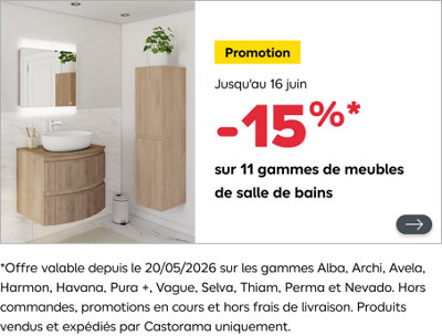 -15% sur 11 gammes de meubles de salle de bains