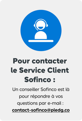Pour contacter le service client Sofinco, Un conseiller Sofinco est là pour répondre à vos questions par e-mail : contact-sofinco@pledg.co