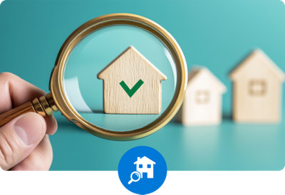maison en bois visionnée avec une loupe