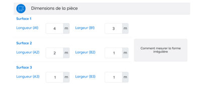 L’onglet « Dimensions de la pièce »​