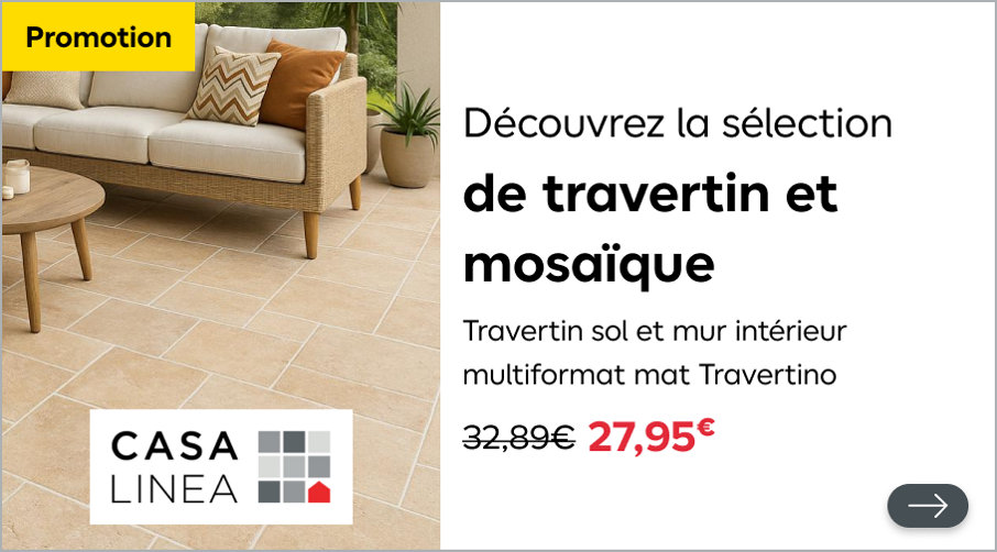Découvrez la sélection de travertin et mosaïque sol et mur intérieur multiformat mat Travertino 27,95 € le m2. Voir tout