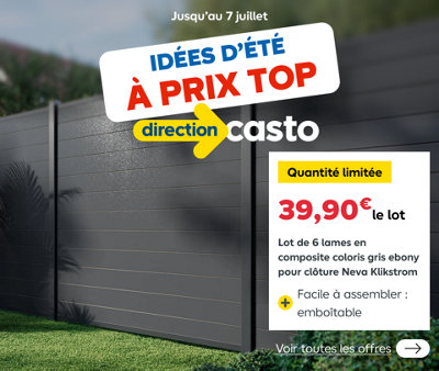 Idées d'été à prix top. Quantité limitée le lot 39,90 €, lot de 6 lames en composite coloris gris ebony pour clôture Neva Klikstrom Facile à assembler : emboîtable. Voir toutes les offres