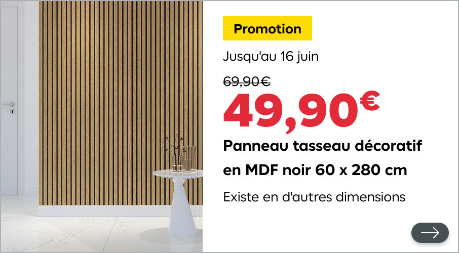 49,90 € Panneau tasseau décoratif en MDF noir 60 x 280 cm