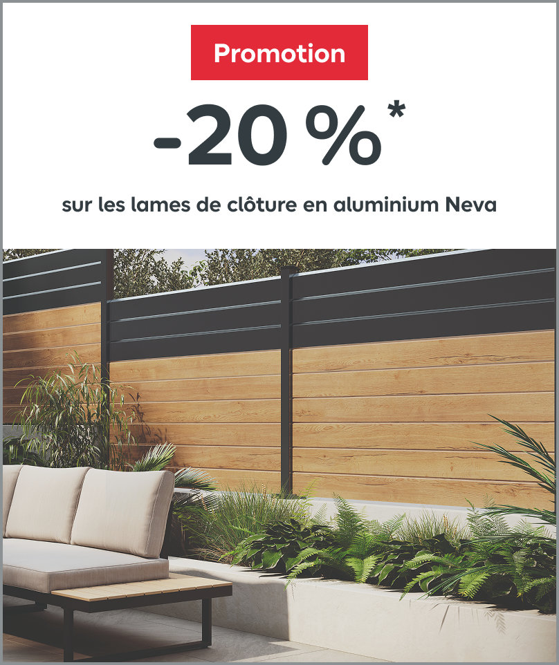 Promotion, 20% sur les lames de clôture en aluminium Neva