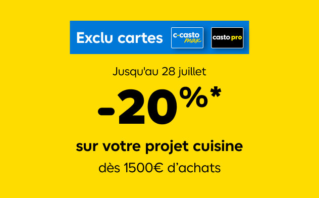 Jusqu'au 28 juillet, 20% sur votre projet cuisine dès 1500€ d'achats