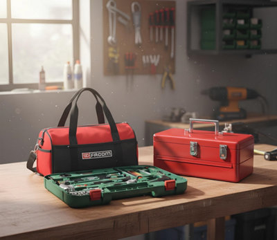Un sac, une mallette et une boîte à outils