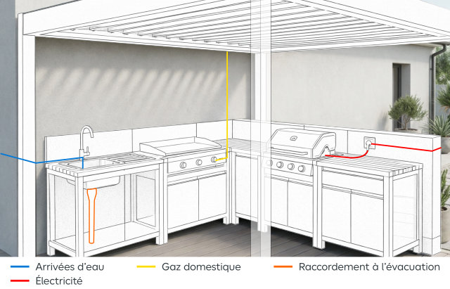 Prévoir les points d'eau, d'électricité et de gaz