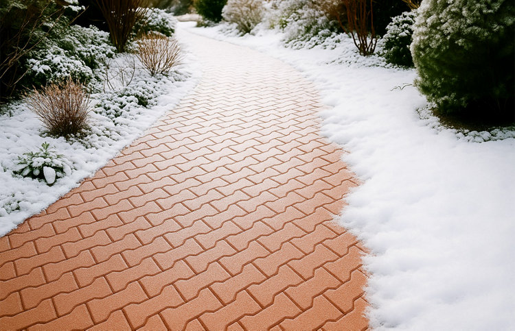 Une allée de maison carrossable sous la neige